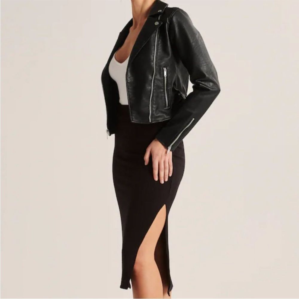 Abercrombie & Fitch Vegan Leather Moto Jacket XS - Picture 11 of 11